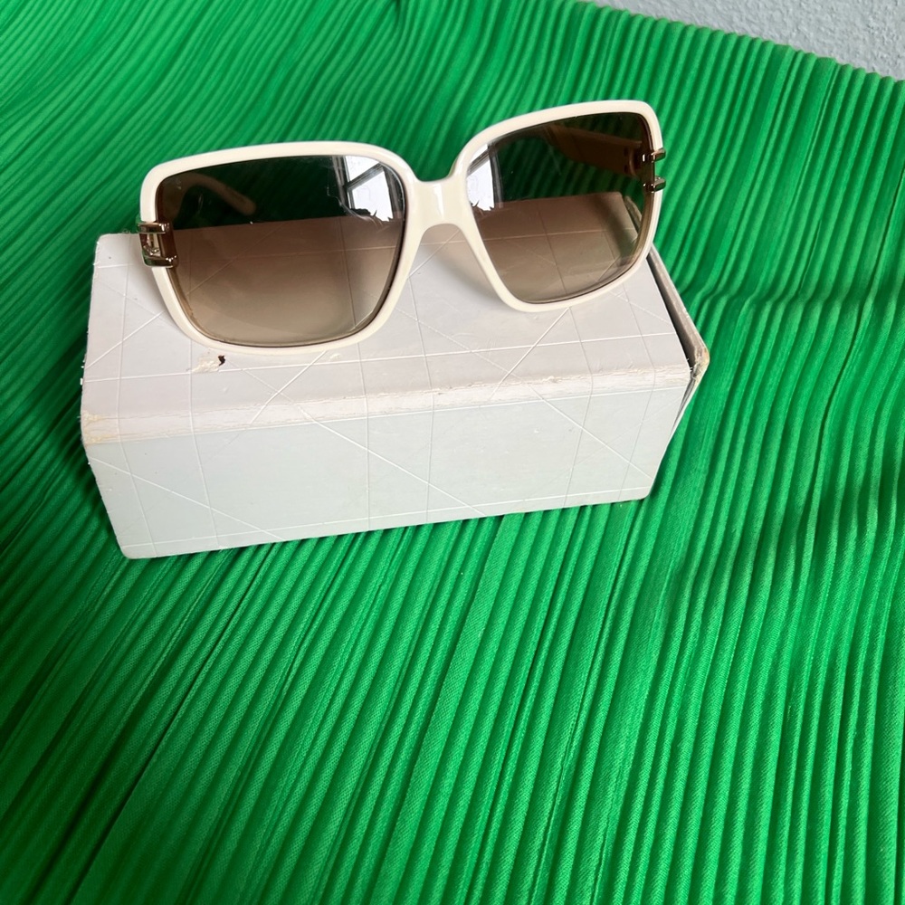 Dior Cream Frame Sunglasses with Brown Gradient Lenses